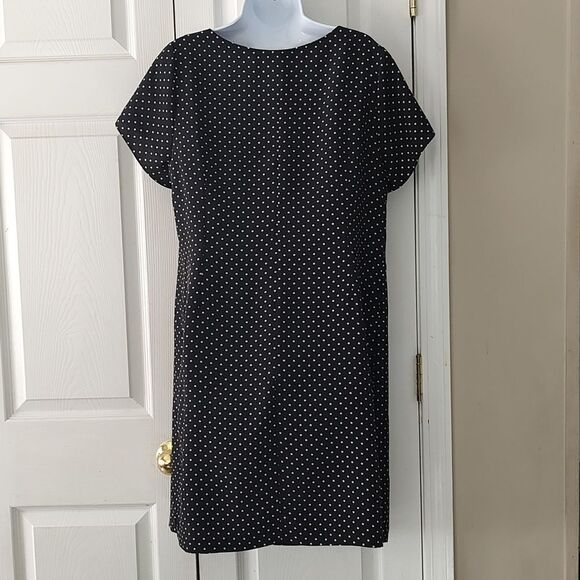 Venezia black white polka dot sheath dress Sz 14 - Picture 4 of 6